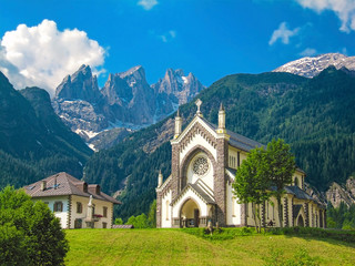 Church of Falcade in the Dolomites of Italy