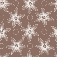 Fototapeta na wymiar seamless floral pattern with flowers in brown color