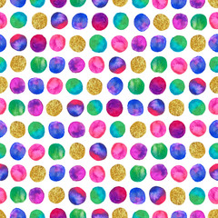 Watercolor Dots Pattern - Endless Illustration with Gold