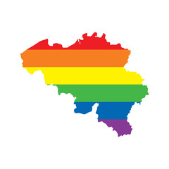 Obraz premium Belgium LGBTQ gay pride flag map