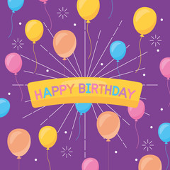 Obraz premium happy birthday celebration card with balloons helium