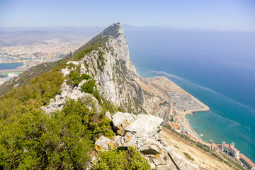 Casual view on th Big Rock mountain at Gibraltar at sunny weather