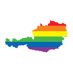 Obraz premium Austria LGBTQ gay pride flag map