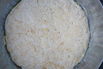 Proofing yeast dough in a bowl for miracle overnight no knead bread