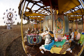 Ruins of amusement park in japan