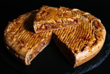 Quiche with meat and vegetables