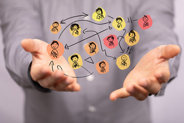 group of people talking in social network.
