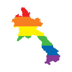 Fototapeta premium Laos LGBTQ gay pride flag map