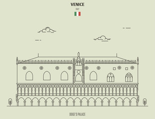 Doge's Palace in Venice, Italy. Landmark icon