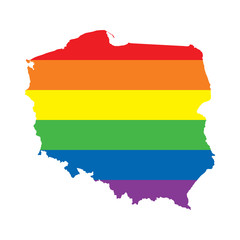 Obraz premium Poland LGBTQ gay pride flag map