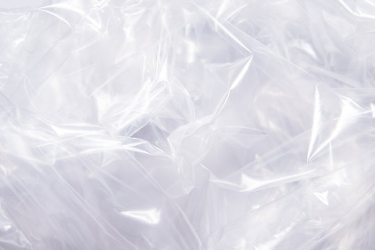 Textured background, crumpled transparent polyethylene film