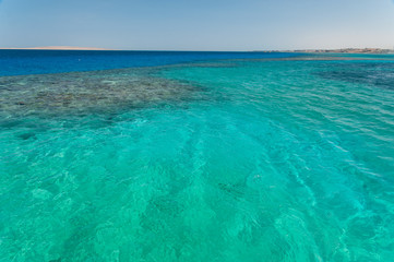 Egypt, Red Sea, blue clear water, horizon.