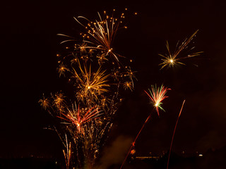 Fireworks in the sky for a new year celebration.