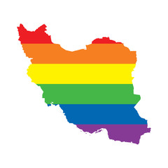 Fototapeta premium Iran LGBTQ gay pride flag map