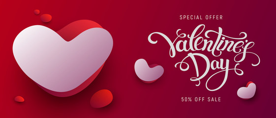 Valentines day sale background with red and white hearts. Can be used for wallpaper, flyers, invitation, posters, brochure, banners.	