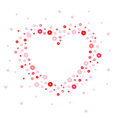 Heart shape vector red flowers. Invitation Template Background Design, Greeting Card, Poster. Valentine Day. Vector illustration