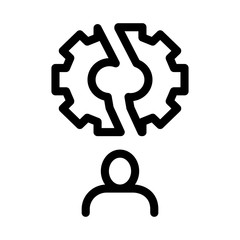 Broken Gear Man Icon Vector. Outline Broken Gear Man Sign. Isolated Contour Symbol Illustration