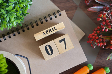 April 7, Cover natural Calendar, Appointment Date design.	