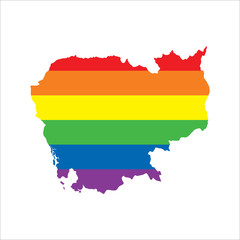 Fototapeta premium Cambodia LGBTQ gay pride flag map
