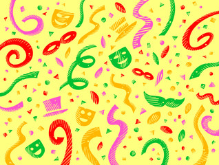 Colorful background of carnival with many items showing happiness and party