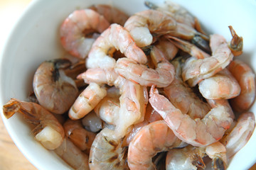 Bowl of raw shrimp