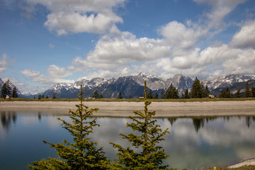 Alps in the vicinity of Seefeld. Lake of cold water. Seefeld, Tyrol, Austria