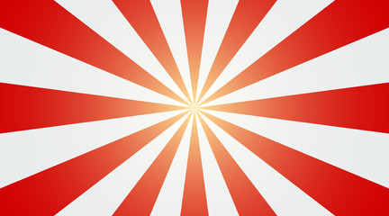 Abstract vintage sunlight of red and white background. Carnival circus tent top view style for circling animation. Star burst sun beam vector illustration. © Ra