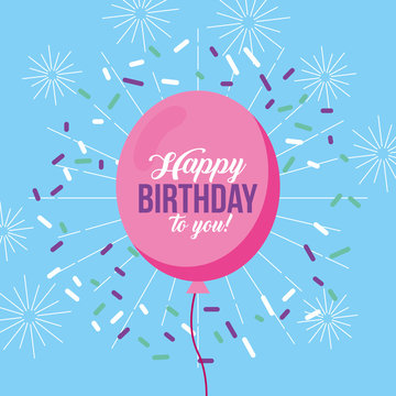 happy birthday celebration card with balloon helium
