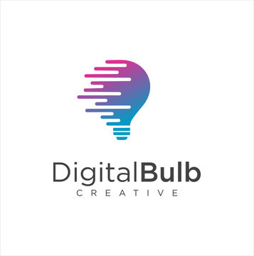 Smart Bulb Tech Logo Icon . Idea Creative Light Bulb Logo . Bulb Digital Logo Technology Idea .Bulb Logo Design Colorfull . 