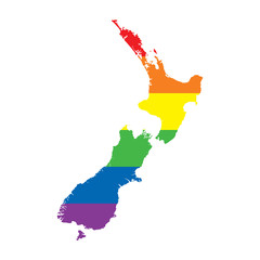 New Zealand LGBTQ gay pride flag map