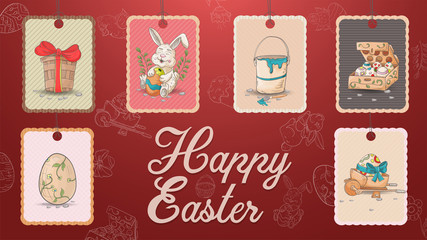 Set of 1 festive Easter tags design elements