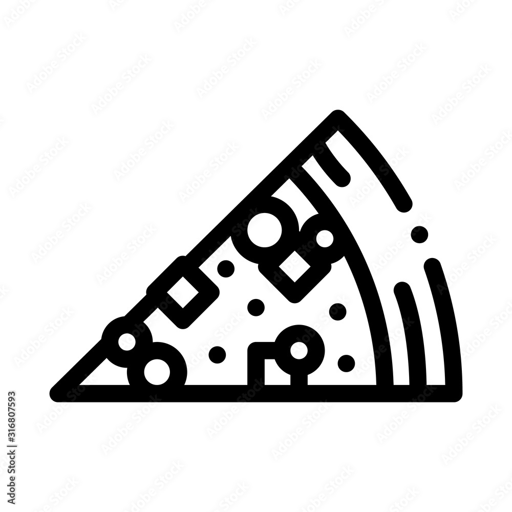 Wall mural Piece Of Pizza Icon Vector. Outline Piece Of Pizza Sign. Isolated Contour Symbol Illustration