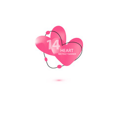 Two Hearts abstract banner collections. Organic or fluid shapes with pastel neon color design. Usable for web, social media, print, banner, backdrop, background template. Valentines day celebration