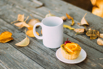 white sublimation mug with cake