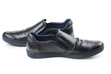 Blue men's shoes on a white background