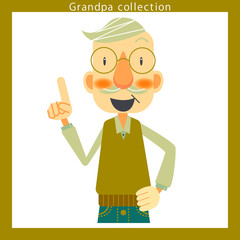 シニア男性　指差し