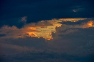 Fantastic view of the dark cloudy sky. Dramatic and picturesque the scene from this morning.