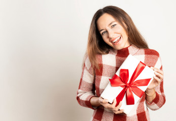 Beautiful woman with present