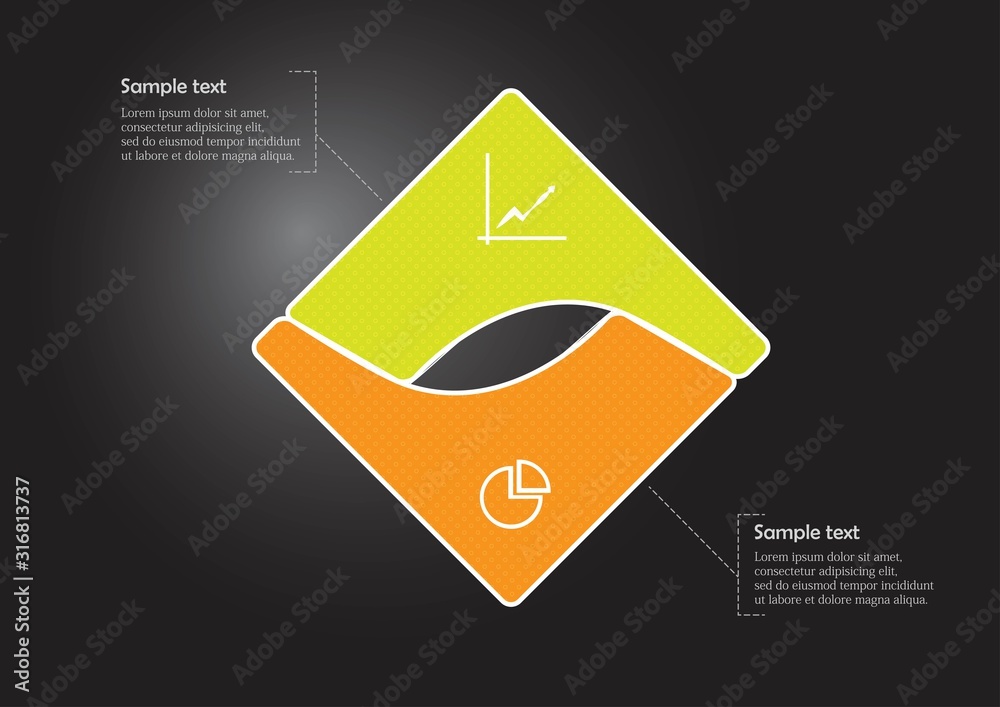 Wall mural Square infographic vector template consists of two parts