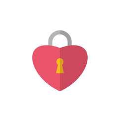 Valentine icon. Security heart flat icon.
