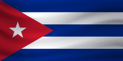 Waving flag of Cuba. Vector illustration