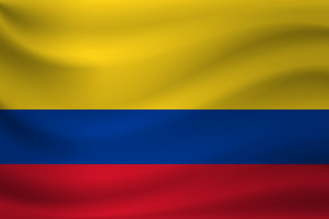 Waving flag of Colombia. Vector illustration