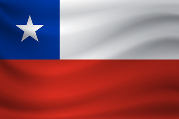 Waving flag of Chile. Vector illustration
