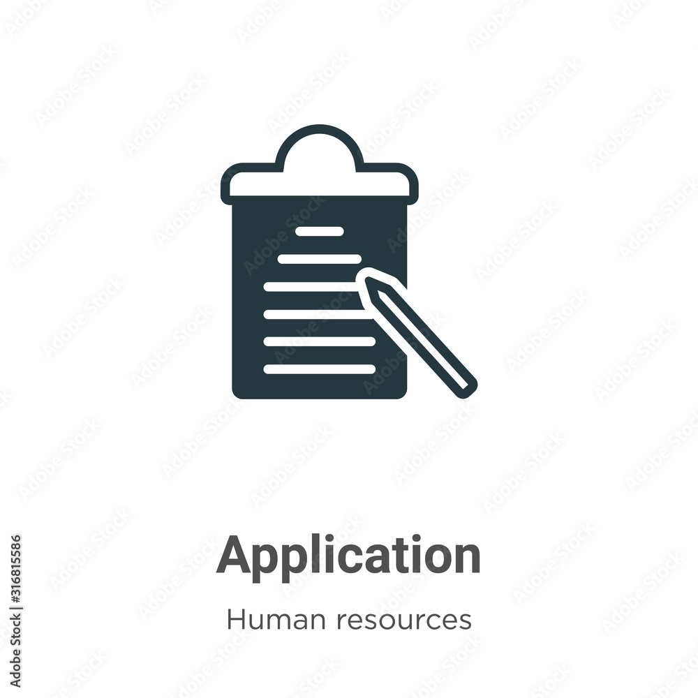 Poster application glyph icon vector on white background. flat vector application icon symbol sign from mod