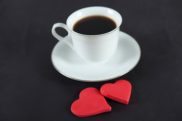 coffee cups and red hearts