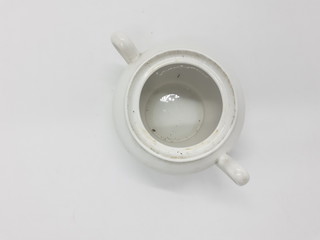 Antique Luxury Elegant Classic Clay Ceramics Porcelain Kitchenware for Cooking Utensils in White Isolated Background