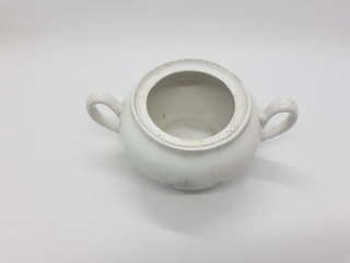 Antique Luxury Elegant Classic Clay Ceramics Porcelain Kitchenware for Cooking Utensils in White Isolated Background