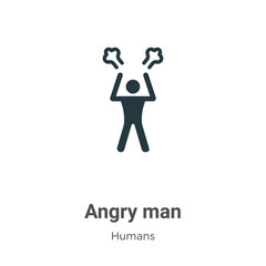 Angry man glyph icon vector on white background. Flat vector angry man icon symbol sign from modern humans collection for mobile concept and web apps design.