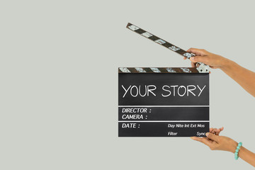 your story.text title on film slate