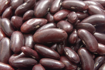 Close up of raw kidney beans / Red beans background / Horizontal view